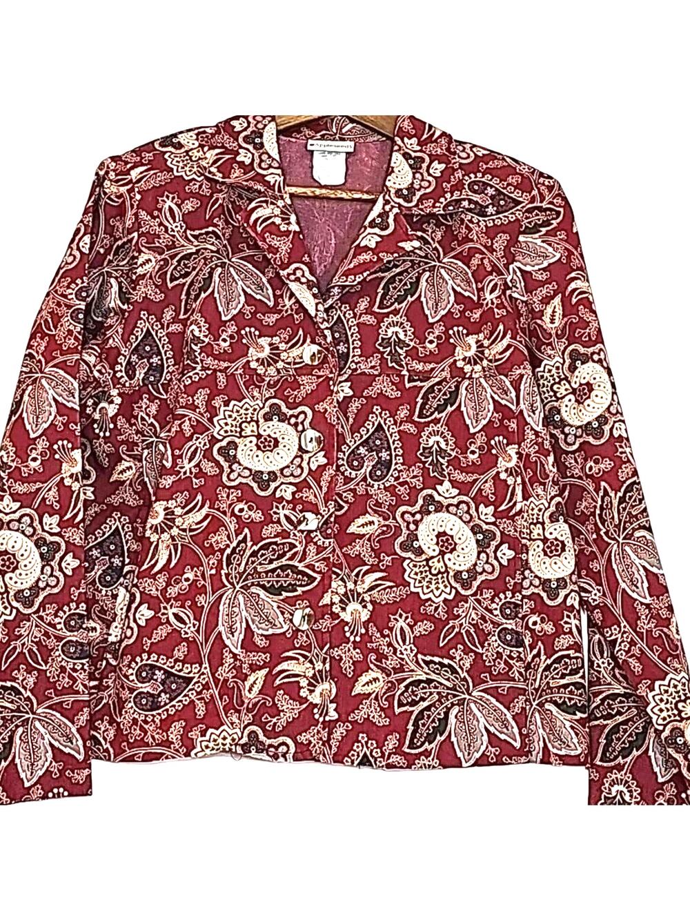 Vintage Women Sz L Paisley Y2K Art to Wear Grunge Pockets Shoulder Pads Jacket